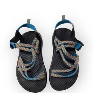 Chaco Kids Vibram Rainbow Strap Sandals Blue Yellow Black Size 3